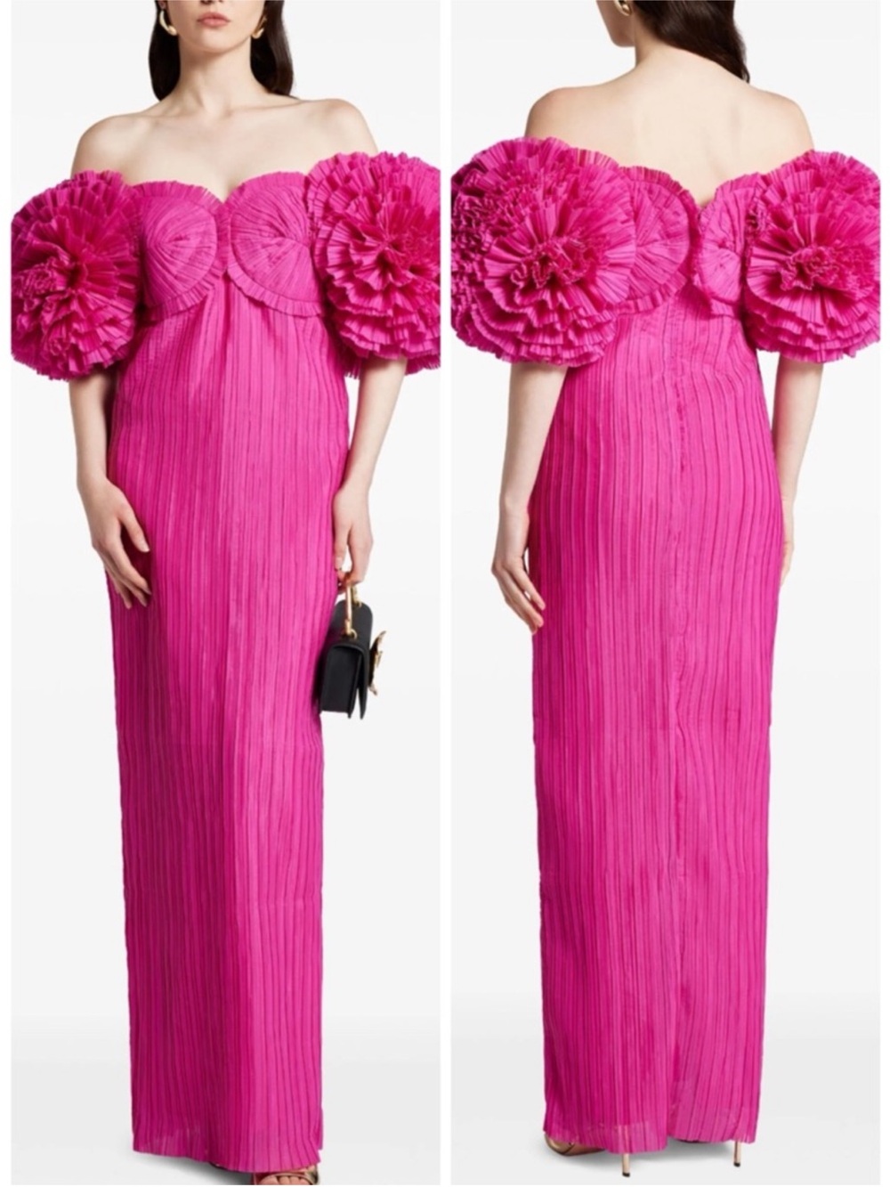 AJE CRYSTALLISE PLEATED MAXI GOWN IN HOT PINK SZ US 2, AU 6 NWT